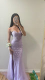 Tineit Elegant Mermaid Sweetheart Lilac Lace Appliques Long Prom Dresses Formal Dress (PRE-ORDER)