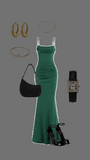 Tineit Elegant Sheath Spaghetti Straps Green Prom Dresses Long Evening Dress (PRE-ORDER)