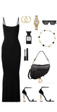 Tineit Elegant Sheath Spaghetti Straps Black Long Prom Dresses Evening Dress (PRE-ORDER)