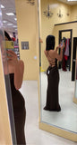 Tineit Pretty Mermaid Spaghetti Straps Backless Brown Long Prom Dresses Evening Dress (PRE-ORDER)