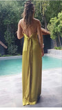 Tineit Modest Sheath Spaghetti Straps Gold Long Prom Dresses Evening Dress (PRE-ORDER)