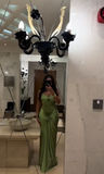 Tineit Modest Mermaid Sweetheart Sage Green Long Satin Prom Dresses Evening Dress (PRE-ORDER)