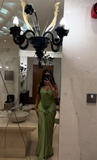 Tineit Modest Mermaid Sweetheart Sage Green Long Satin Prom Dresses Evening Dress (PRE-ORDER)