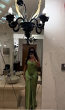 Tineit Modest Mermaid Sweetheart Sage Green Long Satin Prom Dresses Evening Dress (PRE-ORDER)