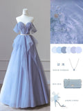 Tineit Pretty Ball Gown Strapless Off The Shoulder Long Lilac Floor Length Long Prom Dresses (PRE-ORDER)