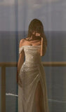 Tineit Elegant Sheath Off The Shoulder White Slit Sequin Prom Dresses Long Evening Dress (PRE-ORDER)