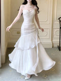 Tineit Elegant Sheath Straps Sleeveless White Prom Dresses Long Evening Dress (PRE-ORDER)