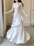 Tineit Elegant Sheath Straps Sleeveless White Prom Dresses Long Evening Dress (PRE-ORDER)