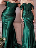 Tineit Elegant Mermaid Off The Shoulder Neckline Short Sleeves Green Prom Dresses Long Evening Dress (PRE-ORDER)