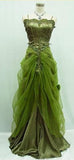 Tineit Vintage A line Spaghetti Straps Green Tulle Beads Prom Dresses Long Evening Dress (PRE-ORDER)