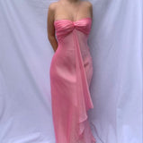 Tineit Pretty A line Halter Sleeveless Pink Chiffon Prom Dresses Long Evening Dress (PRE-ORDER)