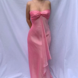 Tineit Pretty A line Halter Sleeveless Pink Chiffon Prom Dresses Long Evening Dress (PRE-ORDER)