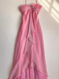 Tineit Pretty A line Halter Sleeveless Pink Chiffon Prom Dresses Long Evening Dress (PRE-ORDER)