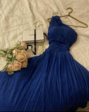 Tineit Fancy A Line One Shoulder Sequin Royal Blue Long Sequin Prom Dresses Evening Dress (PRE-ORDER)