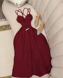 Tineit Classy A Line Spaghetti Straps Burgundy Long Prom Dresses Evening Dress (PRE-ORDER)