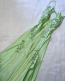 Tineit Gorgeous A Line Spaghetti Straps Mint Green Long Lace Prom Dresses Evening Dress (PRE-ORDER)