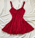 Tineit th Birthday A Line Spaghetti Straps Red Homecoming Dresses Lace Short Mini Party Dress (PRE-ORDER)