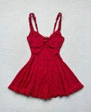 Tineit th Birthday A Line Spaghetti Straps Red Homecoming Dresses Lace Short Mini Party Dress (PRE-ORDER)