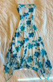 Tineit Gorgeous A Line Strapless Blue Long Floral Prom Dresses Evening Dress (PRE-ORDER)