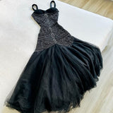 Tineit Gorgeous Mermaid Spaghetti Straps Black Long Tulle Prom Dresses Evening Dress (PRE-ORDER)