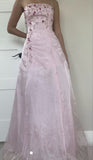 Tineit Gorgeous A line Strapless Pink Prom Gown With Beads Long Prom Dresses Evening Dress (PRE-ORDER)