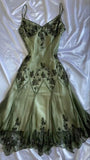 Tineit Gorgeous A Line Spaghetti Straps Green Tea Length Prom Dresses Evening Dress (PRE-ORDER)