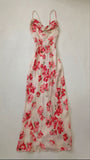 Tineit Elegant A Line Spaghetti Straps Long Floral Pink Prom Dresses Evening Dress (PRE-ORDER)