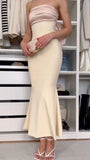 Tineit Elegant Mermaid Strapless Long Satin Prom Dresses Evening Dress (PRE-ORDER)