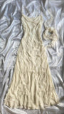 Tineit Elegant Sheath Spaghetti Straps Long Ivory Backless Prom Dresses Evening Dress (PRE-ORDER)