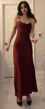 Tineit Modest A Line Straps Sleeveless Burgundy Long Prom Dresses Evening Dress (PRE-ORDER)