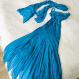 Tineit Vintage Mermaid Spaghetti Straps Blue Chiffon Long Prom Dresses Evening Dress (PRE-ORDER)