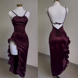 Tineit Elegant Sleeveless Midi Dress Backless High Fork Club Evening Prom Dresses (PRE-ORDER)