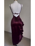 Tineit Elegant Sleeveless Midi Dress Backless High Fork Club Evening Prom Dresses (PRE-ORDER)