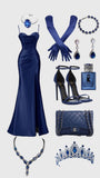 Tineit Pretty Mermaid Spaghetti Straps Royal Blue Satin Slit Long Party Dress Prom Dress (PRE-ORDER)