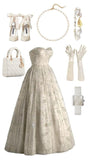 Tineit Elegant Ball Gown Strapless Ivory Sequin Lace Long Prom Dresses Evening Dress (PRE-ORDER)