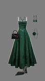 Tineit Elegant A line Dark Green Satin Long Prom Dresses Backless Party Dress (PRE-ORDER)