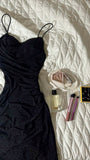 Tineit Elegant Sheath Spaghetti Straps Black Long Prom Dresses Sequin Party Dress (PRE-ORDER)