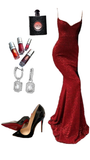 Tineit Elegant Mermaid Spaghetti Straps Burgundy Sequin Long Prom Dresses Party Dress (PRE-ORDER)