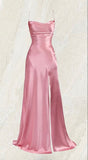 Tineit Simple Mermaid Pink Spaghetti Straps Long Prom Dress with Split (PRE-ORDER)