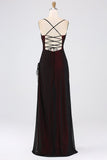 Tineit Elegant Mermaid Spaghetti Straps Burgundy Black Tulle Long Prom Dresses Party Dress (PRE-ORDER)