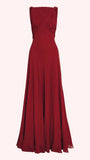 Tineit Elegant A Line Sleeveless Chiffon Red Long Prom Dresses Evening Dress (PRE-ORDER)