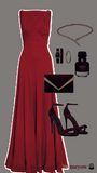 Tineit Elegant A Line Sleeveless Chiffon Red Long Prom Dresses Evening Dress (PRE-ORDER)