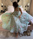 Tineit Classy Ball Gown Halter Light Blue Tulle Lace Prom Dresses Evening Dress (PRE-ORDER)