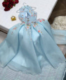 Tineit Classy A line High Neckline Light Blue Tulle Lace Prom Dresses Evening Dress (PRE-ORDER)