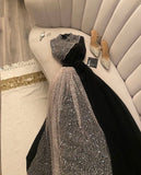 Tineit Classy A line High Neckline Black Sequin Long Prom Dresses Evening Dress (PRE-ORDER)