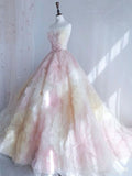 Tineit Pretty Ball Gown Sweetheart Tulle Long Pink Floor Length Prom Dresses Sweet  Dresses (PRE-ORDER)