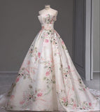 Tineit Pretty Ball Gown Strapless Tulle Long Floral Pink Floor Length Prom Dresses Sweet  Dresses (PRE-ORDER)