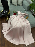 Tineit Elegant A Line Off The Shoulder Satin Pink Lace Appliques Long Prom Dresses Party Dress (PRE-ORDER)