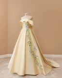 Tineit Chic Ball Gown Strapless Floral Satin Long Prom Dresses With Lace Party Dress (PRE-ORDER)