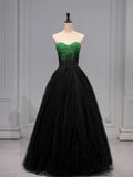 Tineit Pretty Ball Gown Sweetheart Tulle Long Black Ruffles Prom Dresses Sweet  Dresses (PRE-ORDER)